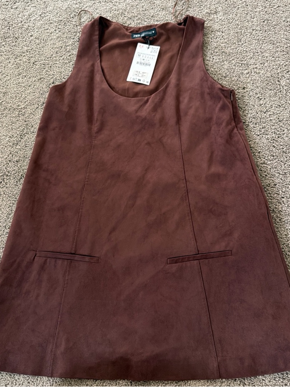 ZARA Brown Suede Sleeveless Dress NWT Size Medium